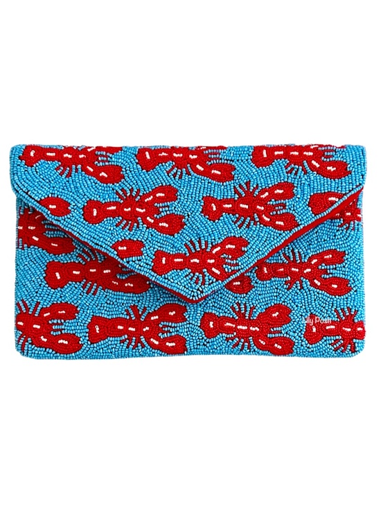 Lily Posh Handbags - Beaded Lobster Crossbody Clutch Bag, Summer Beach Boho Lily Posh